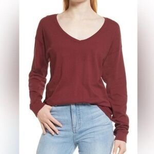 Madewell Long Sleeve Softfade V-neck Tee- size XS